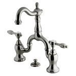 Kingston Brass KS7978TAL Bridge Lavatory Faucet with Brass Pop-Up, Satin Nickel