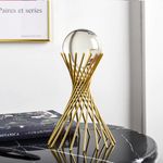 HARIVAR MART Clear Crystal Ball With Gold Art Decor Stand Light Luxury Sphere For Photography Ornaments Bookcase Wedding And Party Beautiful Home Decor And Unique Gift Idea, 6 Centimeters, 5 CM