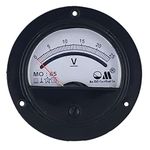 Om Meters MO-65 Round Moving Coil Analog Panel Meter 25V Voltmeter (Black) (80mm)