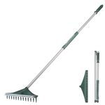 ORIENTOOLS Artificial Turf Rake, 151 cm 2 in 1 Rake with Upgrade Brush Bristles, Dual Purpose rake with Foldable Steel Handle for Lawns Carpet Loosening Soil Gathering Lawn Farming Land Management