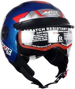 ASR Junior Riders Helmet, High-Impact ABS Shell, Scratch & UV Resistant, Wide-View Visor, ISI Approved, Boys & Girls,Size-XS (Blue)