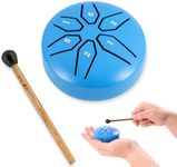 EASTROCK Mini Steel Tongue Drum for Kids 3 Inch 6 Notes Percussion Instrument Handpan Drum C Key with Mallets,Music Book (Blue)