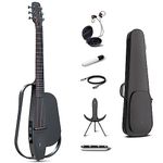 Enya NEXG 2 Carbon Fiber Acoustic-Electric Guitar Travel Smart Audio Guitar with 50W Wireless Speaker, Wireless Microphone, Hi-Fi Monitor Earphones, Footswitch, Charging Stand, and Gigbag(Black)