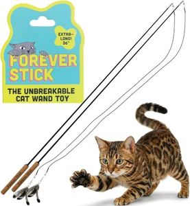 repounce Forever Stick 2 Pack - The Unbreakable Cat Toy Wand, Extra Long Durable Interactive Cat Toy for Indoor Cats, Feather Kitten Toys for Bored Indoor Adult Cats, Bird Teaser Cat Accessories