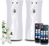 (2-pack) Automatic Air Freshener Spray Dispenser, Wall Mounted or Freestanding Sprayer Holder, Multiple Time Settings, Commercial and Home Use in Bathrooms, Offices, Living Rooms, etc (White1121-RE)