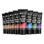 INK LAB Metallic Acrylic Paint Set 8 Colors Metallic Paints Non Toxic for Artists Beginners Rocks Crafts Canvas Wood Painting, Rich Pigment & No Fading, 75ml/Tubes