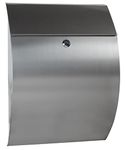 Locking Wall Mount Mailbox - Contemporary Secure - Modern - Weatherproof - Large Letter Parcel Lock Box Mail (Stainless Steel)