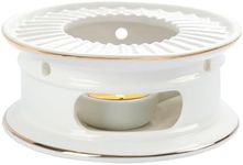 KAYCROWN Teapot Warmer, Ceramic Tea Warmer with Tealight Holder, Teapot Heater for Heating Coffee, Milk, Tea Light Heater, Candle Warmer (White)