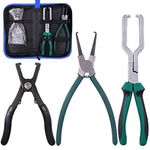 Glarks Fuel Line Pliers Set, 9 Inch Fuel Filter Caliper Hose Pipe Clamp Clip and 80 Degree Disconnect Pliers Set for Car Maintenance