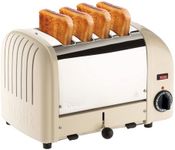 Dualit Classic 4 Slice Vario 2.2kW Toaster, Cream and Stainless Steel, Hand Built in the UK, Replaceable Proheat Elements, Heat 2 or 4 Slots, Defrost Bread, Mechanical Timer, Model 40354, CD331