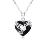 Aututer Bird Necklace 925 Sterling Silver Dove Necklace with Olive Branch Black Crystal Bird Necklace Animal Pendant Peace Necklace Dove Jewelry for Women Teen Girls Dove Gifts for Birthday, S925 Sterling Silver, No Gemstone