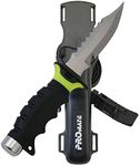 Promate KF510-nYellow, Sharp Tip Stainless Steel Knife for Scuba Diving Snorkeling