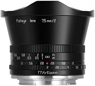 TTArtisan 7.5mm F2.0 APS-C Large Aperture Cameras Lens Fisheye Lens Compatible with Fuji X Mount Camera X-A1, X-A10, X-A2, X-A3, X-A5, X-A7, X-M1, X-M2, X-H1, X-T1, X-T10, X-T2