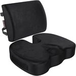 FORTEM Chair Cushion, Seat Cushion for Office Chair, Lumbar Support Pillow for Chair, Car Seat Cushion, Memory Foam Back Support, Washable Cover XL(Black, Velour)