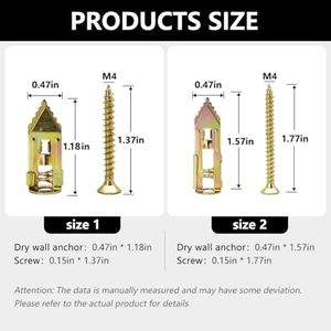 Self Drilling Drywall Anchors and Screws,Dry Wall Anchors for Drywall Heavy Duty,Drywall Screws and Anchors Repair Tools for Wet and Drywall Fixing Picture,Furniture,Flags,Outdoor Decor (20, 1.18in)