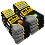 SOXCO WORK Socks for Men 9-12 Crew Length Black Heavy Duty Socks 10 Pairs, 9-11