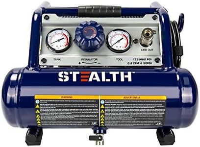 STEALTH Ultra Quiet Portable 1 Gallon Air Compressor, 1/2HP Max 125 PSI, Induction Motor, 0.8 CFM@90PSI, 1.3 CFM@40PSI, Oil-Free Maintenance Free Light Weight Electric Air Tools, SAUQ-1105