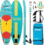 Overmont Inflatable Stand Up Paddle Board with Premium SUP Accessories, 10’6’’ Wide Durable Design, Non-Slip Stable Deck for Youth & Adults of All Skill Levels, Leash Paddle & Pump Included