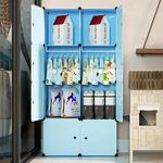 SNKR ESSENTIALS 8-Cube Plastic Rack for Storage, Kids Foldable Wardrobe for Clothes, Collapsible Wardrobe, Baby Clothes Organizer, Clothes Storage Wardrobe, Cupboard for Clothes (Blue)