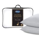 Silentnight Hungarian Goose Down Pillows 2 Pack - Hotel Quality Luxury Goose Feather and Down Pillows with Pure Cotton Cover Ideal for Front and Back Sleepers - Machine Washable - 2 Pack