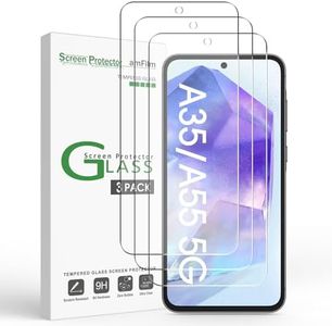 amFilm (3 Pack) Tempered Glass Screen Protector for Samsung Galaxy A55 5g 2024, Easy Installation, Bubbles-Free and Case Friendly.