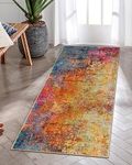 Lahome Modern Abstract Runner Rug - 2x4.3 Colorful Kitchen Runner Long Bathroom Rugs Runner Non Skid Laundry Room Mat, Rainbow Non Slip Machine Washable Carpet Runner for Bedroom Entryway Doorway