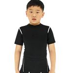 LANBAOSI Boy's Compression Shirts Child's Short Sleeve Base Layer Tops Black