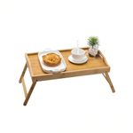 Bed Table Tray with Folding Legs - Breakfast Tray Wood Bed Tray for Sofa, Bed, Eating, Snacking and Working，Bed Table Tray for Eating，Food Tray for Bed，Lap Desk，Bed Tray，