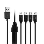 baolongking Micro USB Cable 4 in 1 Multi Micro USB Splitter Cord USB 2.0 Male to Four Micro USB Male Converter Wire for Charging and Data Syncing (Black)