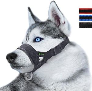 Nylon Soft Dog Muzzle for Dogs Prevent Anti Biting, Barking and Chewing, Adjustable Loop (XXXL, Black)