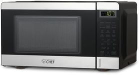 COMMERCIAL CHEF 0.7 Cubic Foot Microwave with 10 Power Levels, Small Microwave with Push Button, 700W Countertop Microwave up to 99 Minute Timer and Digital Display, Stainless Steel