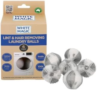 White Magic Lint & Hair Removing Laundry Balls - 6 Pack, Reusable, Washing & Drying Safe, Removes Pet Hair & Lint, Gentle on Clothes, Prevent Hair Clogging, Reduces Drying Time