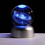 2.36" K9 Crystal 3D Solar System ball with LED Lamp Base, Engraving Shooting Star Planet Model, Gifts for Astronomy Lovers