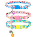 TAILGOO Cat Collars Breakaway with Bell - Summer Pet Collar 3 Pack for Kittens Puppies and Tiny Pets Small Pets