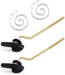 iFealClear 2 Pack Universal Brass Toilet Tank Flush Lever Handle, Side/Angle Mount Toilet Trip Lever Compatible with Kohler K-GP30324-CP, Stainless Steel Flapper Chain, Oil Rubbed Bronze