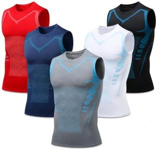 Slim Flex Men Tank Top, Feel The Power of Confidence, Shape & Control (US, Alpha, X-Large, Regular, Regular, 5, Black+White+Grey+Blue+Red)