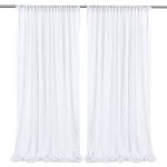 10ft x 10ft White Wedding Backdrop Curtains, Wrinkle-Free Sheer Chiffon Fabric Backdrop Drapes for Wedding Arch Party Ceremony Stage Decoration (5ft x 10ft, 2 Panels, White)