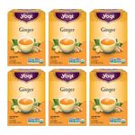 Yogi Tea - Ginger Tea (6 Pack) - Caffeine Free Organic Herbal Tea - 96 Tea Bags