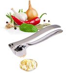 Romeeton Garlic Press Crusher Stainless Steel Squeezer Masher Mincer Kitchen Tool, Easy to Clean and Durable