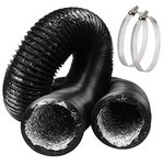 Omont Dryer Vent Hose 4 Inch 5FT Flexible Dryer Ducting Tube Air Duct Aluminum Insulated Flex Hose Kit Indoor Outdoor