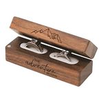 Muchly Engraved Flip Wooden 2 Ring box for wedding -Rustic Vintage Solid Wood rectangle Jewelry Storage Box