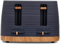 Morphy Richards Clay 4 Slice Grey Toaster, Wide Slots, High Lift, Anti-Slip Rubber Feet, Removable Crumb Tray, Cancel, Reheat, Defrost, Integrated Cord Storage, Flint, 243101