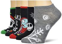 Disney womens Nightmare Before Christmas 5 Pack No Show Socks, Holiday Red, 9-11