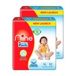 Niine Baby Diaper Pants, Extra Large(XL) Size (12-17 Kg) | 112 Count, Pack of 2| With Diaper Change Indicator| Faster Absorption |Up to 10 Hours Protection| Anti-Rash Diapers