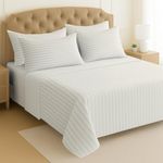 Bhoomi Impex Bedsheets for King - 108x108 Inch Bed - Microfiber Plain White Stripe Bed Sheet Include Pillow Cover, Ultra Soft | for Home, Hotel, Villa, Resort and Guest House