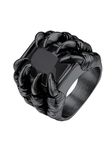 Bestyle Mens Black Ring Gothic Demon Evil Dragon Claw Black Gem Stone Band Ring Black Onyx Ring Biker Punk Ring for Men Gift for Him, Anillos De Hombre, Size 8