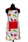 IXORA DECOR Cotton digital Print Apron Adjustable Buckle on Top- 2 Long Ties on both Sides with center pocket (65x80cm, multi colour - Vegetables print) - Pack of 1