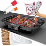 Electric Barbeque Grill 2000W Tandoori Maker Indoor Outdoor Non Stick Electric Grill Non-Slip Feet Barbeque Grill Set for home Removable Water Filled Drip Tray (Electric Barbeque Grill 2000W)