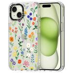 MOSNOVO for iPhone 15 Case - Clear Slim Shockproof TPU+PC, [ 6.6 ft Drop Protection/Anti Peel Off ] - Botanical Floral