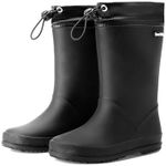 DREAM PAIRS Kids Rain Boots Boys Girls Lightweight Boots Waterproof Easy-on Outdoor Playing Rain Boot Unisex-Child,Size 4 Big Kid,BLACK,SDRB2401K